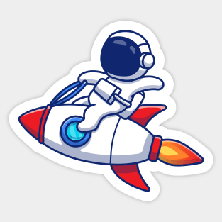 Astronaut Riding Rocket Sticker